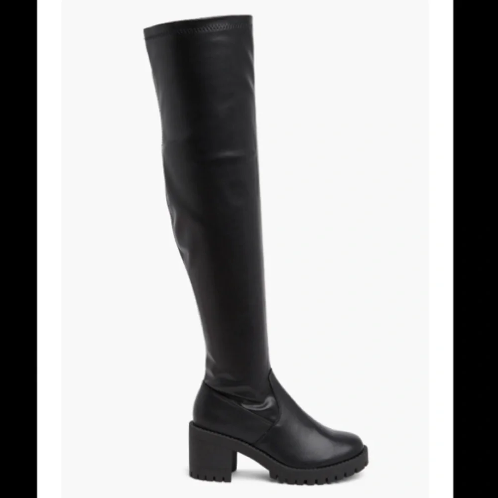 Black Block Heel Platform Over The Knee Boots